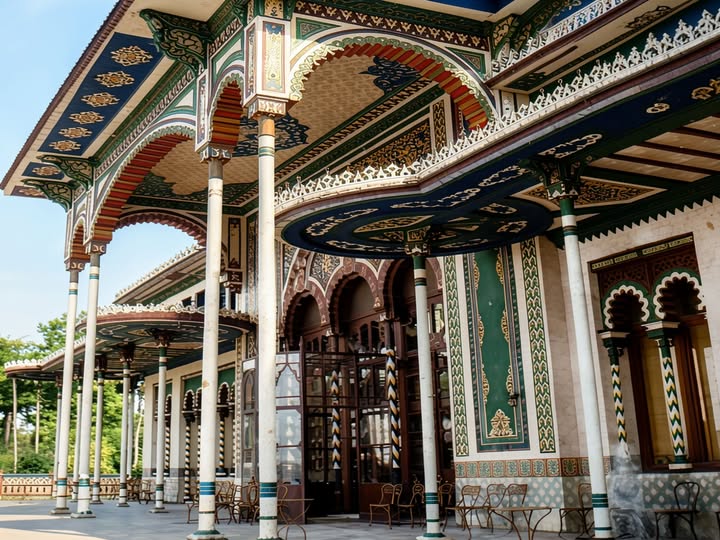 Archive historique : vue stéréoscopique datant de 1870 de l'entrée du Casino Mauresque