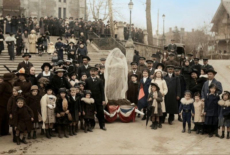 Archive historique : Vers 1900, le parvis de Notre-Dame avec une fausse vierge Chaque 25 mars, la...