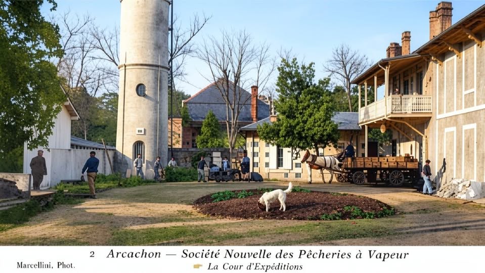 Archive historique : Vers 1910 la cour d'expédition des Pêcheries à vapeur, merci Thierry Gajac pour...