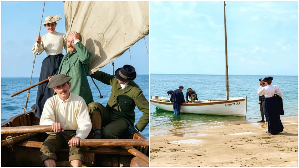 Archive historique : Vers 1896 suite Arcachon Photographie retour de chasse au renard en bateau