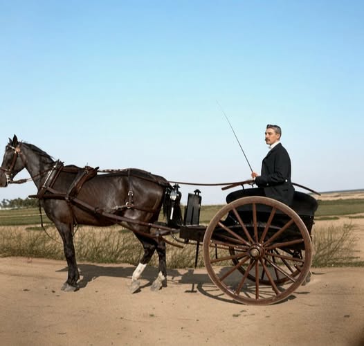 Archive historique : Photographie en Mars 1902 sur la route de la Teste à Arcachon