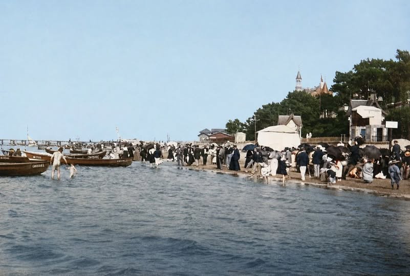 Archive historique : Vers 1900 Arcachon Plage