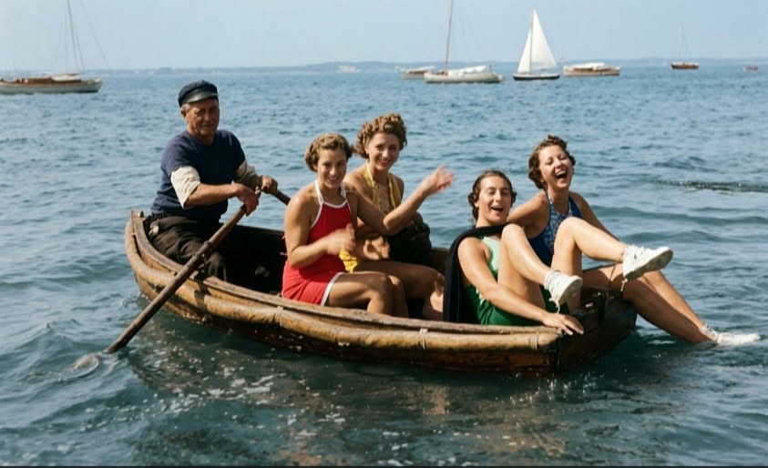 Archive historique : Éclats de rire sur le Bassin d'Arcachon en 1930...Photographie d'une douce...