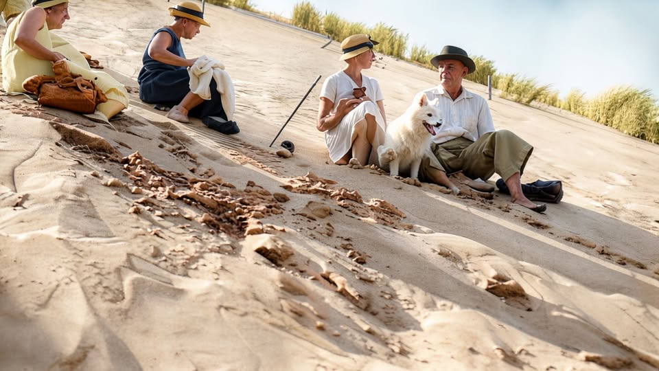 Archive historique : Arcachon, années 30, la quiétude à la Dune, immortalisée sur photo, scène de vie...